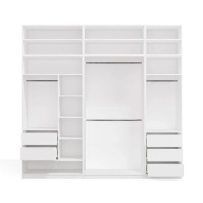 OPENO Modular Wardrobe SET 260/250 WHITE with Drawers, Rails and Shelves – Large, for the Bedroom