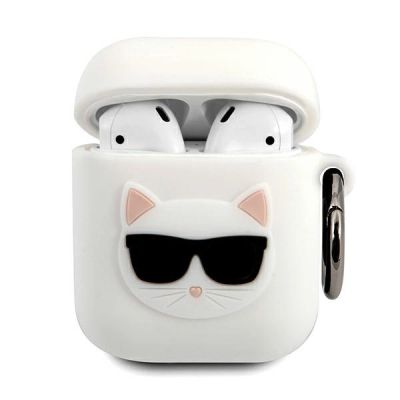 Karl Lagerfeld Silicone Choupette Case for AirPods 1/2 Cover - White