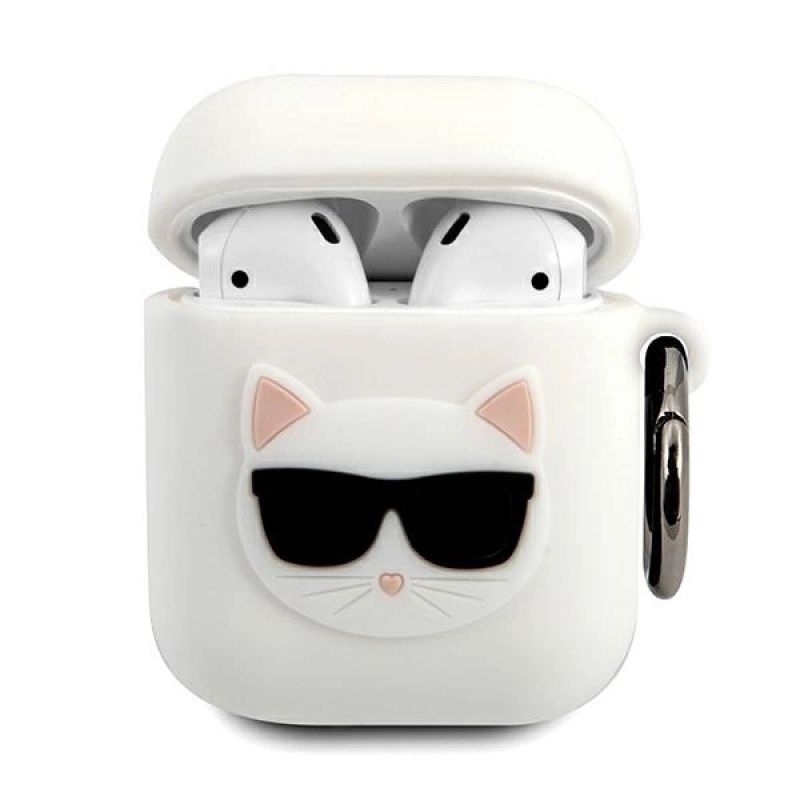 Karl Lagerfeld Silicone Choupette Case for AirPods 1/2 Cover - White