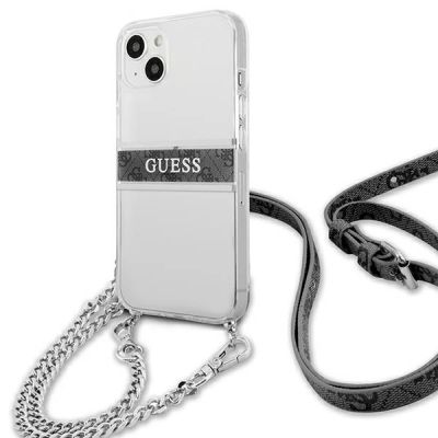 2. Guess GUHCP13SKC4GBSI iPhone 13 mini 5.4" Transparent hardcase 4G Gray Strap Silver Chain
