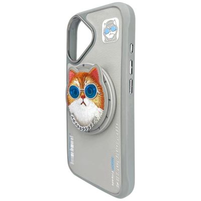 4. Nimmy Glasses Cool Cat MagSafe Case for iPhone 16 - Gray