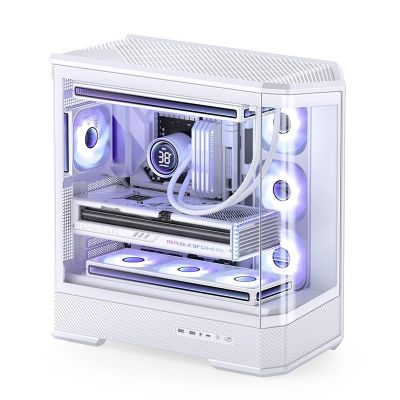 27. Jonsbo D400 PC Case, Midi Tower, ATX, Tempered Glass - White
