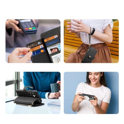 2. Dux Ducis Lawa Leather Case for Samsung Galaxy S25+ with Detachable Magnetic Wallet - Black