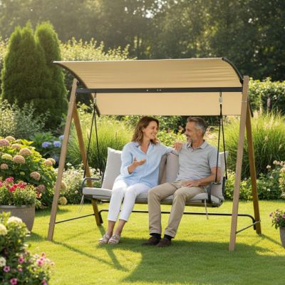 24. 2-PERSON GARDEN AND BALCONY SWING 194x136x173CM SAND