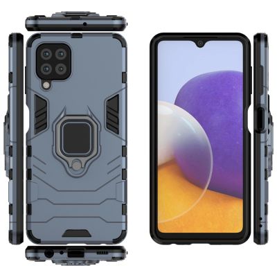 4. Ring Armor Case Kickstand Tough Rugged Cover for Samsung Galaxy A22 4G blue