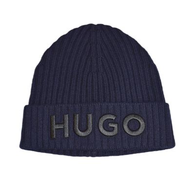 Hugo Boss woolen navy blue winter beanie hat - 50495778-410