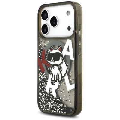 2. Karl Lagerfeld Liquid Glitter Choupette Logo MagSafe Case for iPhone 17 Pro - Black