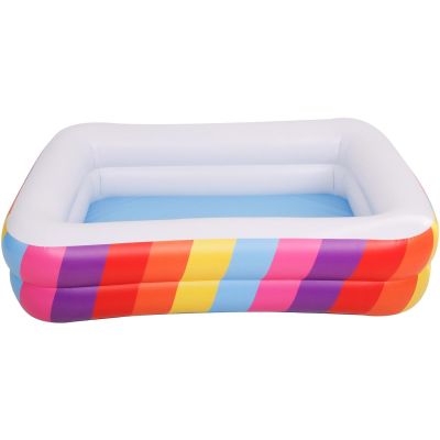 17. FAMILY INFLATABLE POOL RECTANGULAR 2-RING RAINBOW 195x140x47CM 51470