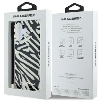 7. Karl Lagerfeld IML Zebra Pattern & Cord iPhone 16 Case - Black