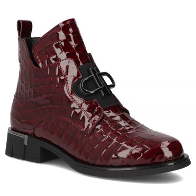 2. Women’s burgundy patent leather croc-effect ankle boots Filippo DBT7191