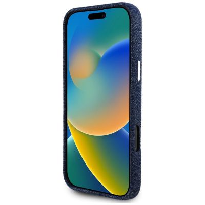 5. Guess Denim Triangle Logo MagSafe iPhone 16 Pro Max Case - Blue