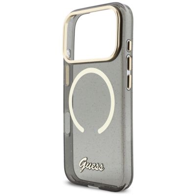 6. Guess IML Glitters Script Strap MagSafe Case for iPhone 17 Pro - Black