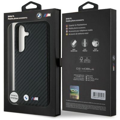 8. BMW Leather Carbon MagSafe Case for Samsung Galaxy S25 - Black