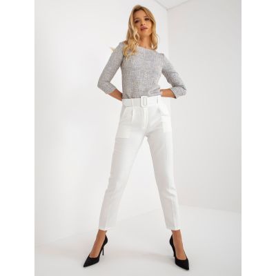 Ecru classic Giulia ankle-length fabric trousers (DHJ-SP-12787.21X)