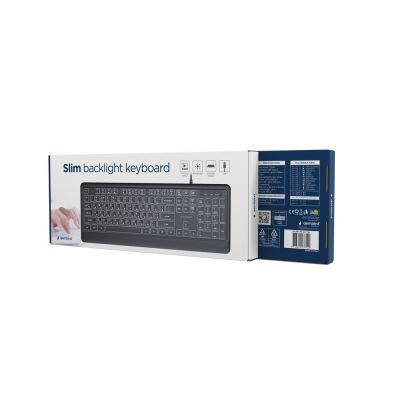 4. GEMBIRD SLIM WIRED KEYBOARD WITH BACKLIGHT, BLACK, RU LAYOUT