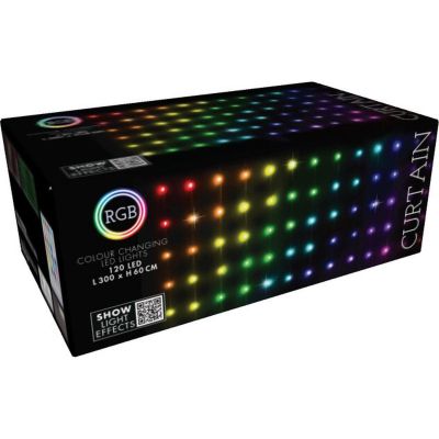 8. CHRISTMAS TREE LIGHTS LIGHT CURTAIN OUTSIDE/INTERNAL 120 LED 300X60CM WITH REMOTE CONTROL RGB COLOR