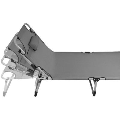6. FOLDING CAMPING BED, 3-POSITION, 188 X 73 X 28 CM, DARK GREY