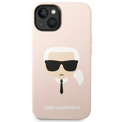 3. Karl Lagerfeld Silicone Karl's Head MagSafe Case for iPhone 14 Plus - Light Pink