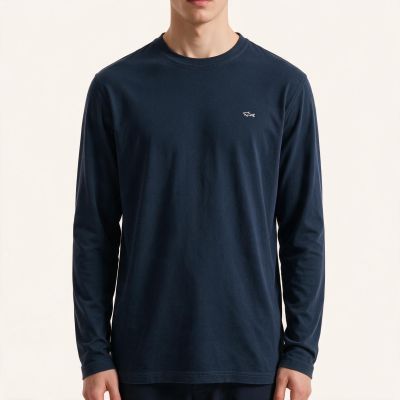 7. Paul&Shark Men's Cotton T-shirt Navy Blue 99311006-13 - Classic Cut, Logo