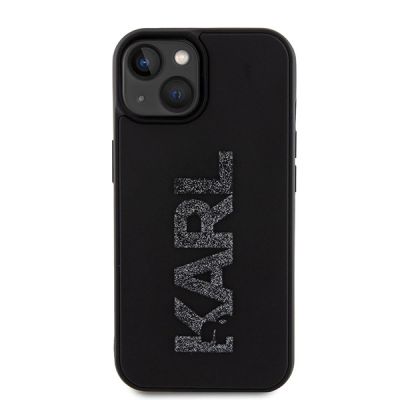 3. Karl Lagerfeld 3D Rubber Glitter Logo case for iPhone 15 - black