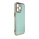 2. Lighting Color Case for iPhone 12 Pro Max, gel cover with a gold frame, mint
