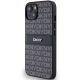 2. DKNY Leather Mono Stripe & Metal Logo Case for iPhone 15/14/13 - Black