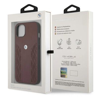 7. BMW Leather Curve Perforate Case for iPhone 13 mini - Red