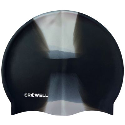 4. Crowell Multi Flame Silicone Swimming Cap, Black and Gray, Col. 16