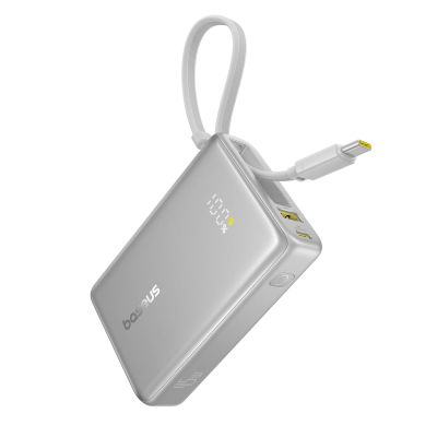 3. Baseus PicoGo 10000mAh 45W Powerbank with Digital Display and Built-in USB-C Cable - Titanium