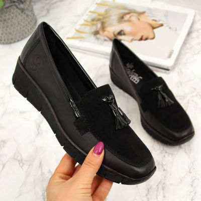 7. Rieker W RKR395 black wedge shoes