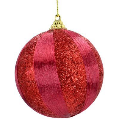 3. SHATTER-RESISTANT PLASTIC BAUBLES 8 CM RED 6 PCS STRIPES MICA