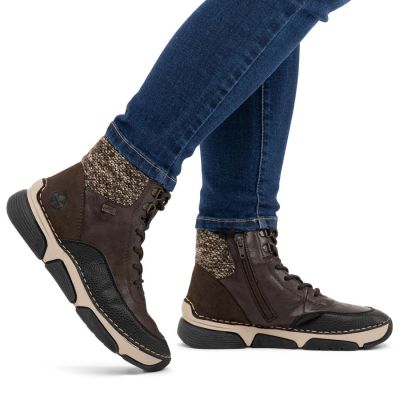 7. Waterproof Women’s Brown Platform Ankle Boots Rieker 45956-25