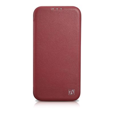2. iCarer CE Premium Leather Folio Case iPhone 14 Pro Magnetic Flip Leather Folio Case MagSafe Red (WMI14220714-RD)