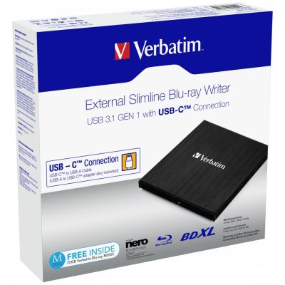 3. VERBATIM EXTERNAL BLU-RAY DRIVE X4 USB-C 3.1 43889