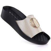 Women's gold platform flip-flops Potocki 43326