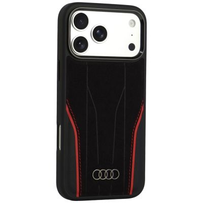 2. Audi R8 Genuine Leather MagSafe Case for iPhone 18 Pro Max / 17 Pro Max - Black and Red