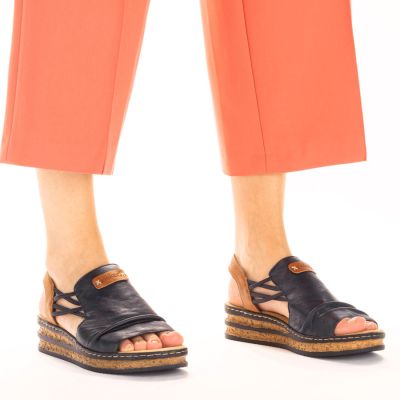 5. Comfortable women's wedge sandals, blue Rieker 62962-14