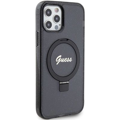 4. Guess Ring Stand Script Glitter MagSafe case for iPhone 12/12 Pro - black