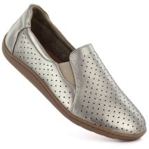 Leather openwork barefoot shoes, gold, M.Daszyński OL38-2