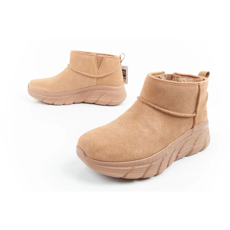 17. Skechers women's winter boots, insulated leather ankle boots, brown