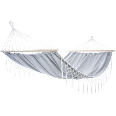 22. GARDEN HAMMOCK FOR 1 PERSON 200X100CM WITH SPREADER BAR AND FRINGE MIAMI GRAY