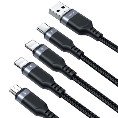 4. Joyroom Multi-Use Series S-A18 4in1 USB-A - USB-C / Lightning / Lightning / micro USB cable 1.2m - black