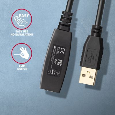 4. Axagon ADR-220 USB 2.0 AM -> AF active extension/repeater cable 20m Black