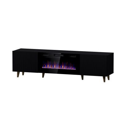 2. PAFOS EF TV cabinet with electric fireplace 180x42x49 black matt