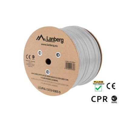 3. LANBERG UFTP CABLE CAT 6A 305M CU LSZH WIRE GRAY CPR+FLUKE PASSED
