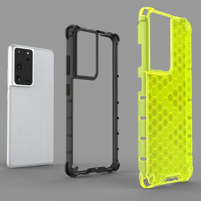 5. Honeycomb case armored cover with a gel frame for Samsung Galaxy S22 Ultra blue