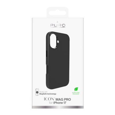 2. Puro Icon Mag Pro Liquid Silicone Case for iPhone 17, MagSafe Compatible, with Camera Protection and Aluminum Buttons - Black
