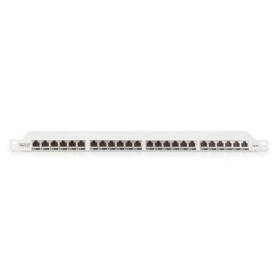 22. High density patch panel 19'' 24x RJ45, LSA level, cat.6A, shielded, 0.5U, gray, cable guide