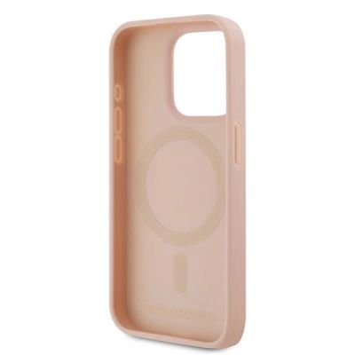 7. Karl Lagerfeld Leather Monogram Metal Logo case for iPhone 15 Pro Max - pink