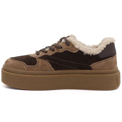 3. Brown and beige insulated leather platform shoes Kobbo 79665